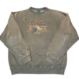Cabela's Men's Olive Green Crewneck Pheasant Embroidered Men’s Sweater